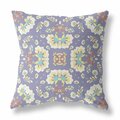 Palacedesigns 20 in. Floral Indoor & Outdoor Zip Throw Pillow Purple & Off-White PA3092070